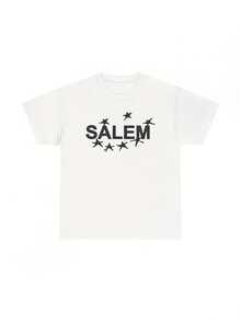 Camiseta unisex con estampado del logotipo de la marca Salem S4LEM para hombre y mujer, suave, esencial para la moda casual de calle en todas las estaciones, estilo versátil para todas las estaciones, ropa diaria asequible y regalo de Navidad perfecto para fans y amigos. Una camiseta de manga corta adecuada para el hogar, uso diario, fiestas y viajes, perfecta como regalo para amigos o familiares. - Blanco - Ver 6