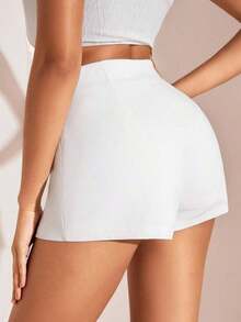 White Casual Basic Mini Shorts Summer Shorts Petite Shorts - trắng - Xem 2
