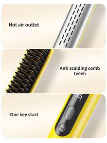 1pc Wireless Hot Air Brush, Cold Air Comb, Curling Iron, Compact Portable Straightener, Mini Straightening Brush, Negative Ion Hot Air Styling Comb, 5 Temperature Settings, Dual MCH Ceramic Heating, LCD Display USB Rechargeable Straightening Comb, Negative Ion Technology Hot Hair Brush, Straightener, Anti-Scald Protection, Student, Outdoor, Travel, Home, Dormitory Supplies, Women's Gift - Hot Air Comb - View 11