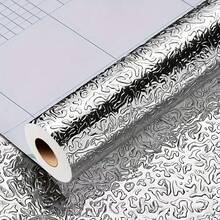 1 Roll Industrial Aluminum Foil Contact Paper, Self-Adhesive Waterproof Peel And Stick Wallpaper, Modern Metallic Diamond Texture Suitable For Sink Cabinet Drawers, Removable No Residue Home Decor - Silver - View 16