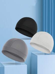 Fashionable Stretchy Silky Wavy Knit Cap, Multifunctional Ice Silk Mesh Sports & Sleep Cap, Suitable As Lining For Outdoor Sports Cycling Running Shower Sun Protection Helmet - A - View 4