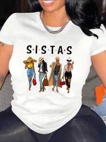 1 pieza de ropa para mujer, "SISTAS" Estilo Amistad, Estampado de Collage Africano para Mujer, Camiseta Casual Estampada 100% Algodón, Camisetas Gráficas para Mujer, Tops, Conjuntos de Verano, Tops para Mujer, Unisex, 180g 100% Algodón, Todos los diseños están estampados. Unisexo. - Blanco - Ver 12