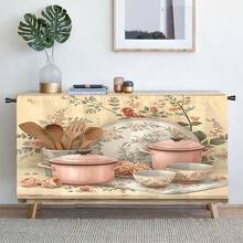 1 chiếc khăn trải bàn bằng nhung polyester in hoa hồng màu hồng, dùng làm rèm tủ bếp, dễ treo, lý tưởng cho trang trí nhà cửa, phù hợp với tủ bếp, tủ giặt, tủ đựng đồ, cũng có thể dùng làm rèm ngắn. - Nhiều màu - Xem 11