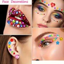 1 Set Rhinestone Decorative Stickers, Includes Round, Star, Flower, Heart, Square And Other Shapes In Macaron, Iridescent, Metallic And More Colors To Meet Various Decoration Needs - Multicolor - View 6