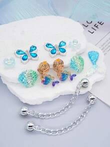Set de 26 piezas de botones decorativos elegantes franceses con moños y flores para DIY en sandalias - Azul menta - Ver 8