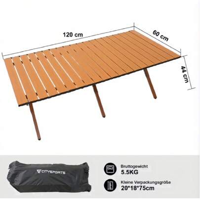 Klappbarer Campingtisch aus Kohlenstoffstahl| 120x60cm 150kg Tragkraft| Für 4-6 Personen mit Tragetasche| Innen- und Außenbereich