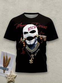 Camiseta de moda para hombre con estampado 3D novedoso Ale. - Negro - Ver 12