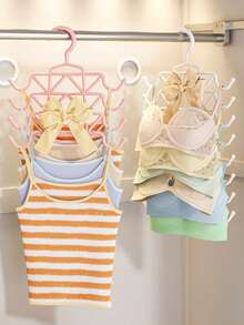 1/3 pièces Cintre multi-étages en plastique pour débardeurs, organisateur d'soutien-gorge économisant l'espace avec 18 crochets faciles d'accès. Porte-vêtements antidérapant pour camisoles, barres, cravates. Parfait pour le placard, la penderie, la maison, le dortoir, la chambre. Fournitures de rangement et d'organisation pour la maison - Voir 7