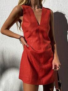Women Maxi Dresses - Red - View 4