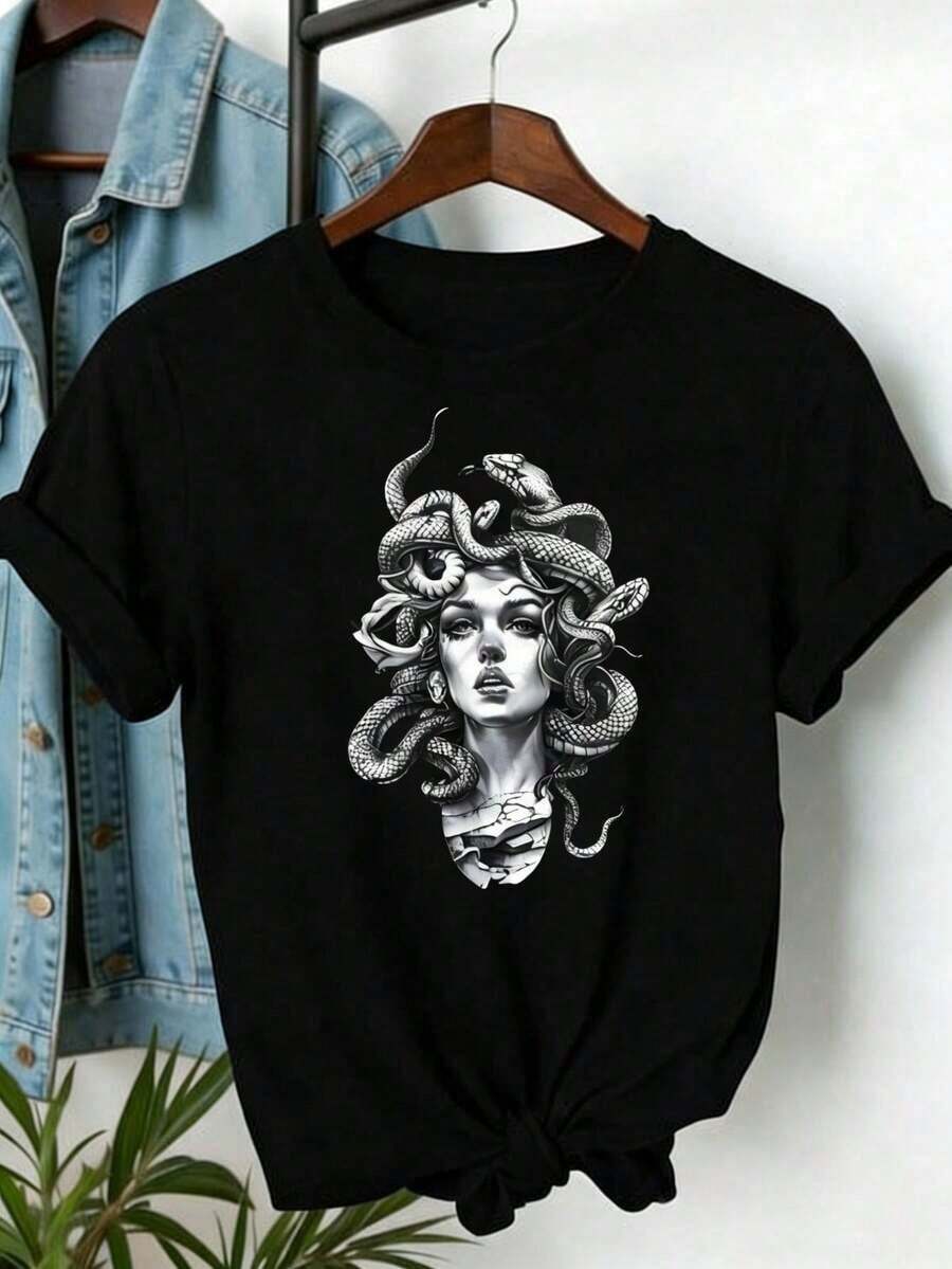 ¡Novedad! Blusa de manga corta para mujer, diseño liso, ideal para estar en casa o para uso casual. Oferta por tiempo limitado. Preciosa blusa, cómoda y de largo regular. Lavable a máquina. - Multicolor - Ver 1