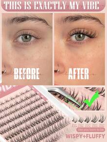 100pcs/Set Breeze Wispy Lash Extensions, Natural Fluffy Lash Extension Kit, D Curl Lash Extension Set, Lightweight Lash Extension Kit, DIY Individual Lash Cluster - D - View 5
