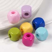 24pcs High Gloss Acrylic Rounded Square Beads, Large Hole Shiny Candy Color Cube Beads For DIY Jewelry Making, Bracelet Accessories - Multicolor - View 1