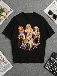 Camisa y Camiseta Casual Elegante para Mujer Camiseta negra, estampada con un vibrante diseño de "Girl Power", que celebra el poder de las mujeres en diversas estilos y expresiones, perfecta para salidas informales u ocasiones de moda.Camisetas Casuales para Mujer: Una colección que incluye camisetas casuales, tops y camisetas ideales para el uso diario.Confeccionadas con tejidos ligeros y transpirables, estas prendas presentan una estética de inspiración vintage, lo que las convierte en una excelente opción tanto para la vida universitaria como para conjuntos cotidianos.Los diseños son encantadores y bonitos, con un corte cómodo y favorecedor.Gracias a su estilo clásico, tejidos suaves al tacto y sensación agradable para la piel, estas prendas poseen un distintivo aire de inspiración mexicana. - Negro - Ver 6