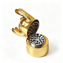 1 pieza Molinillo de cerdo con baño de oro, molinillo de cerdo portátil manual con disco de metal de 4 capas, herramienta de escritorio personalizada - Ver 7