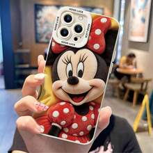 Disney Minnie Mouse Phone Case, Polka Dot Bow Protective Cover. Compatible With IPhone 17, 16, 15, 14, 13, 12, 11 Pro Series And Galaxy S22, S23, S24, S25 Models, Featuring A Close-Up Of Minnie In Plush Texture With Her Iconic Red Polka Dot Bow, Set Against A Yellow Puffy Background, Perfect For Stylish Disney Fans, Ideal For Birthdays, Holidays, Anniversaries, Graduation Gifts, Or Any Special Occasion To Surprise Family, Friends, Classmates, And Loved Ones. - trắng - Xem 2