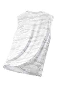 Herren Mehrfarbiges Camouflage Tanktop, Rundhals Atmungsaktives Mesh Weste, Schnelltrocknendes Sport Tanktop für Fitness & Training - Weiss - Übersicht 3
