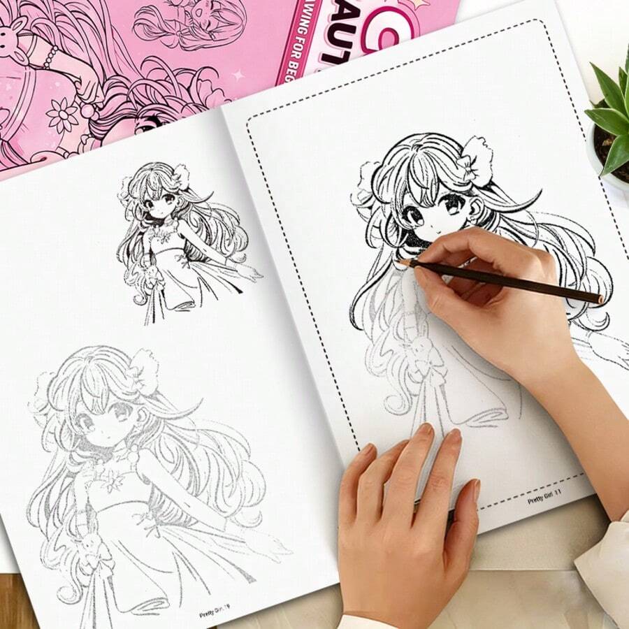 1 Piece Anime Girl Drawing Practice Sketchbook, Coloring Book Suitable For Students Back To School, Graduation Season, Painting Learning, New Year Holiday Birthday Small Gift