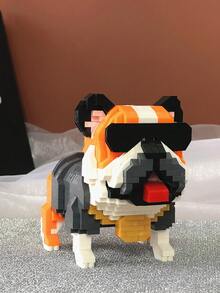 1件卡通积木宠物狗（泰迪/雪纳瑞/杜宾/哈士奇/法国斗牛犬/松狮/腊肠犬/贵宾犬/金毛寻回犬/柯基/斗牛犬）3D拼图DIY创意益智积木模型 - 家居装饰和生日礼物 - 彩色 - 查看 8