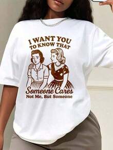 New Women's Summer Casual T-Shirt 2026, Funny And Sarcastic Retro Print, 100% Cotton, Loose Fit, Round Neck, Short Sleeve, Casual T-Shirt With Humorous Meme Graphics For Daily Use - Vintage Urban Style, Unisex Loose Cotton T-Shirt With Round Neck And Short Sleeve. - 白色 - 查看 6
