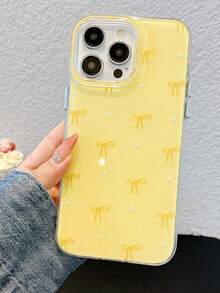 Bowknot Pearl Phone Case, Yellow Transparent Shock-Proof Protective Cover, Suitable For IPhone 17/16/15/14/13 Pro Max - Yellow - View 6
