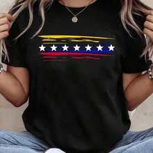 1 Vintage Printed T-Shirt, Plus Size, Round Neck, Short Sleeve, Loose Fit, Perfect Gift, Ideal For Birthdays Or Holidays For Friends, Family, Boyfriends, Girlfriends, 180g 100% Cotton. - 黑色 - 查看 6