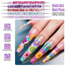 LANDOT 31pcs Nail Art Tool Kit, Including Nail Art Brushes, Dotting Tools, Dust Brush, Long Striping Brush, Drawing Pens, Suitable For Nail Art Design - Beige - View 6