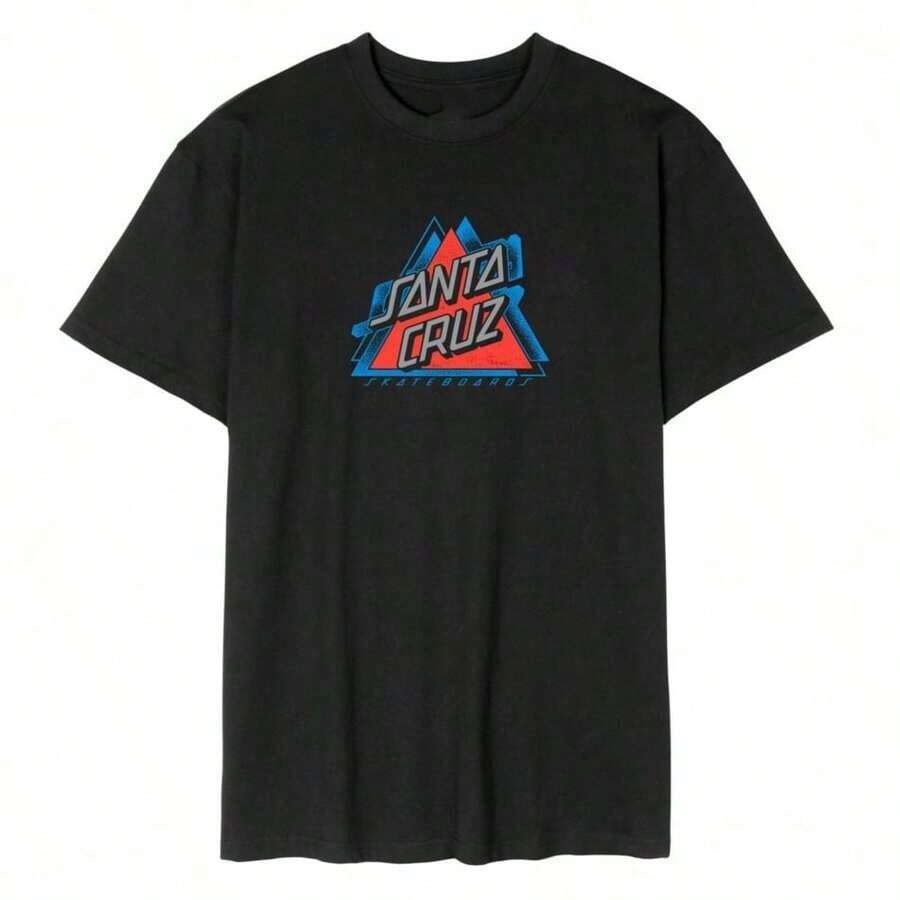 Camiseta de manga corta con estampado de marca, moderna y de estilo urbano, informal y deportiva, de alta calidad, adecuada para un estilo urbano vintage, unisex, holgada, de algodón, con cuello redondo. - Negro 2 - Ver 1