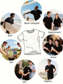 1 camiseta negra para hombre con estampado de cita motivacional, cuello redondo, camiseta casual de algodón, tejido de punto de elasticidad media, corte regular para hombre, talla S-XXXXXL - Negro - Ver 5