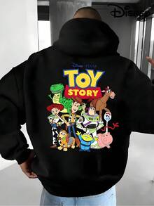 Disney Men's Casual Hoodie, Featuring A Group Photo Of All Members Of Toy Story, Classic Characters Such As Woody, Buzz Lightyear, , And Ham Pig, Fully Restoring The Joyful Atmosphere Of The Movie, Suitable For Toy Story Fans To Wea - màu đen - Xem 3