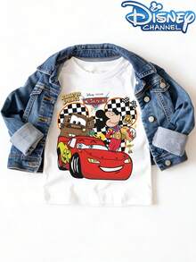 Disney Cars X Mickey Printed Summer Short-Sleeve T-Shirt, Suitable For Both Boys And Girls, Ideal For Holiday Parties, Family Gatherings, Outdoor Activities And Trips, And Also A Great Kids' Gift For A Disney Visit. - 白色 - 查看 2