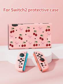 1个红色樱桃、爱心和蝴蝶结图案保护套/游戏卡套/底座盖，兼容Switch2/Switch OLED/NS/Lite，左右握把可拆卸，Switch玩家的最佳礼物 - 彩色 - 查看 6