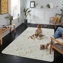 Marble Rug Large Area Carpet Non Slip Living Room Bedroom Floor Mat Area Rug - IVORY-GOLD - View 3