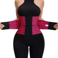Leopard Print Waist Trainer For Women, Adjustable Tummy Control Workout Belt - Elastic Leopard Print Rose Red - View 1