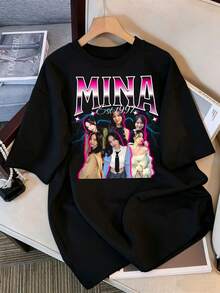 2026 T-shirt, Vintage TWICE MINA Grafisk T-shirt, Överdimensionerad Casual T-shirt för ONCE-fans, 1997 Retro Streetwear-topp, Retro K-Pop Idol Bootleg-stil Överdimensionerad T-shirt, Vintage Grafiskt Tryck T-shirt, Kortärmad Casualtopp, Fan Merchandise, Svart Streetwear-t-shirt för fans, Vintage K-Pop Star Grafisk T-shirt, Retro Lightning Bolt Letter Print Kortärmad Överdimensionerad T-shirt, Svart Rundringad Casualtopp, Streetwear Style Idol Fangåva, Bekväm Löst Passform T-shirt i Bomullsblandning för Damer och Herrar - Svart - Visa 1