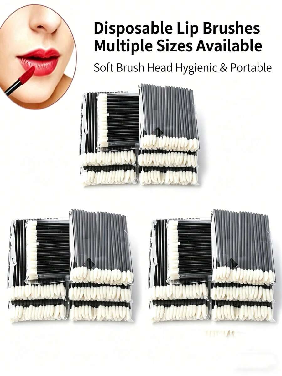 50/100/200pcs Eyelash Brush, Lip Brush, Lip Gloss Brush, Makeup Beauty Tools - Multicolor - View 1
