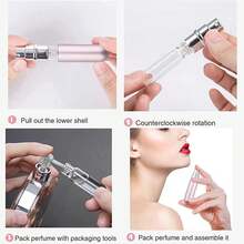 Travel Refillable Perfume Atomisers, 5ML, 3 Pcs Mini Portable Spray Bottles, Round Tube Set With 1 Flat Separated Tool, For Home Business Trip (Black+Blue+Champagne)(4pcs) - ColorA - View 5