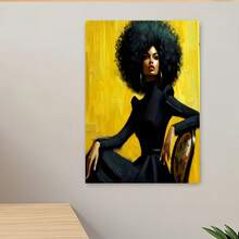 Enmarcado Placa decorativa de pared para el Día de la Mujer, 1 unidad, enmarcada en , con figura femenina en negro y amarillo. Letrero colgante de estilo bohemio contemporáneo, ideal para sala de estar, dormitorio, oficina o cocina. Tamaño: 40 x 60 cm (16 x 24 pulgadas). - Enmarcado - Ver 4