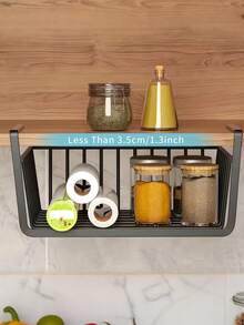 No Drill Hanging Storage Basket, Heavy Duty Metal Shelf Rack, Multi-Function Slide-In Basket Suitable For Kitchen, Bathroom, Wardrobe And Dorm, White/Black - Multicolor - View 6