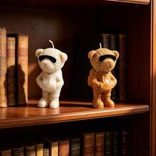 Cool Fashion Glasses Hoodie Teddy Bear Silicone Candle Mold, Reusable Non-Stick Easy Demold Bear Molds For DIY Aromatherapy Candle Soap Resin Casting Epoxy Clay Handmade Craft Home Tabletop Decor Birthday Holiday Gift - Bear Mold-91411 - View 6