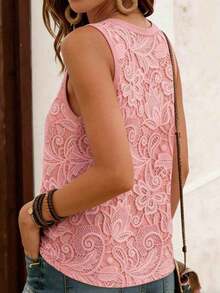 Camiseta sin mangas casual de cuello redondo con estampado floral para mujer, camisa cómoda para uso diario en verano. - Multicolor 4 - Ver 8