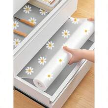 1 Roll Daisy Pattern Kitchen Cabinet Shelf Liner, Non-Adhesive Drawer Mat, Anti-Slip Refrigerator Pad, EVA Waterproof Fridge Liner, Cabinet Mat, Easy Placemat - 1PC - View 2