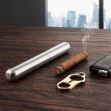 1 pièce Tube d'humidification de cigare en acier inoxydable, portable et raffiné | Robuste et durable, tube de rangement idéal, cadeau de fête idéal pour les amis et la famille pour Halloween et Noël - A - Voir 4
