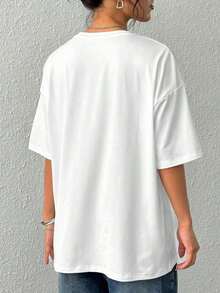 1 pieza Camiseta de Algodón Puro con Estampado Gráfico "Strawberry Mama", Camiseta para el Día de la Madre, Camiseta para Amantes de las Frutas, Camiseta Cómoda de Verano, Casual, de Manga Corta y Cuello Redondo, Camiseta para Mujer, Regalo para Mamá, 180g 100% Algodón, todos los diseños están impresos. Unisexo. - Blanco - Ver 2
