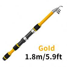 Bộ cần câu cá thu gọn 1.8m, cần câu cá biển cứng cáp bằng sợi thủy tinh và thép, dụng cụ câu cá dành cho trẻ em. - Màu vàng - Xem 4