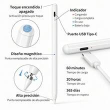 Smart Digital Pen Compatible With Android And IOS, High Precision Fine Tip, Rechargeable For Tablets And Cell Phones, Writing, Drawing, And Design. Includes 2 Free Tips. - White - View 5