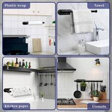 Paper Towel Holder, Self-Adhesive Paper Towel Holder Under Cabinet For Kitchen, No Drill Wall Mount-SUS304 Stainless Steel, Space-Saving, Easy Installation For Kitchen, RV & Bathroom-13'' Towel Rack For Rolls, Plastic Wrap & More - Black - View 3