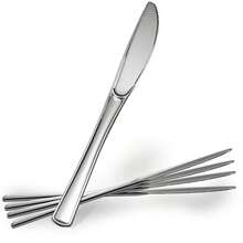 40-Pack Heavy Duty Silver-Style Disposable Plastic Knives, Elegant Faux Silver Cutlery For Catering Events Weddings Parties & Banquets, Premium Look Single-Use Serving Utensils For Food Service - 40 + Knives - View 2