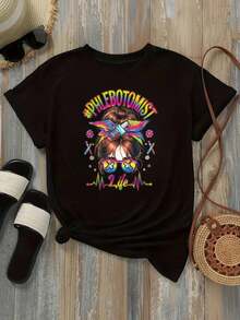 Camiseta de Mujer con Estampado Gráfico, Algodón Ligero, Verano, Camiseta Casual de Cuello Redondo, Opciones en Negro y Blanco, Estampado de Gafas de Philobotomist Life, Camisetas de Uso Diario de Verano, Tops de Verano, Camisetas Gráficas, Conjuntos de Verano, Camisetas Gráficas de Mujer, Tops Cortos de Mujer, Tops de Mujer, Ropa Linda de Algodón Vintage, Camiseta Oversize de Mujer con Estampado 100% Algodón Puro - Negro - Ver 3