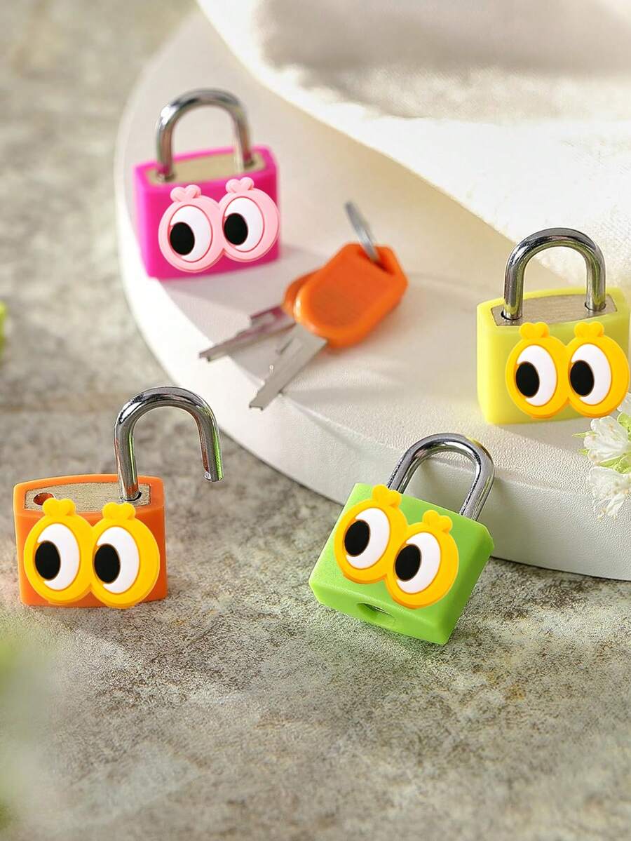 Eye-Shaped Luggage Lock, Small Bag Padlock With Key, Copper Core Plastic Shell (Cherry Pattern For Easy Matching), Compact And Durable, Suitable For Luggage, Backpacks, Boxes, Laptop Bags, Graduation/Back To School Gift - Multicolor - View 1