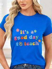 GiftCamiseta de  con estampado colorido It's a good day to teach para profesores y escuelaSoft - Azul - Ver 7